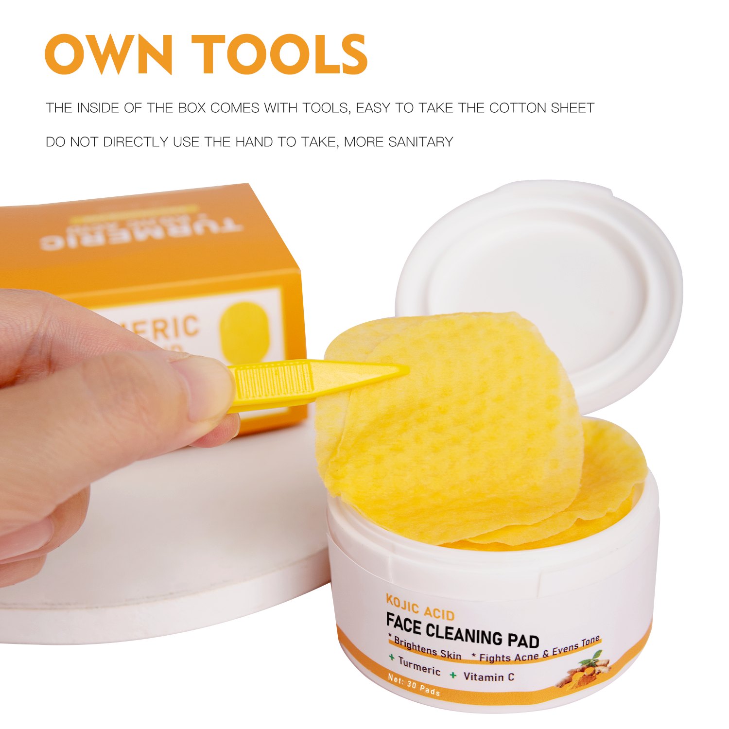 Almofadas de limpeza de cúrcuma de marca própria no atacado